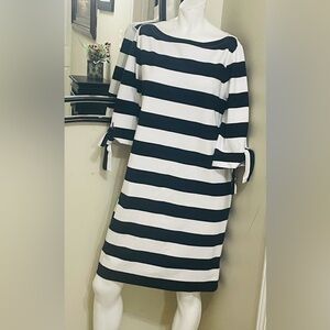 Ralph Lauren Navy and White Striped Long Sleeve Dress